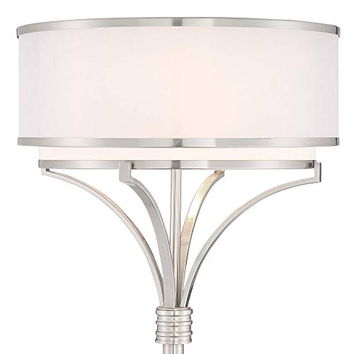 Possini Euro Design Candice Modern Floor Lamp 64" Brushed Nickel Dual Shade