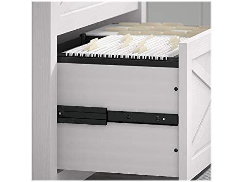 Bush Furniture Key West 54W Computer Desk with Lateral File Cabinet and Bookcase, Pure White Oak
