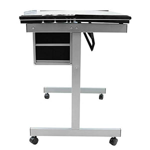 DXXWANG Adjustable Drafting Table Drawing Table Craft Art Desk Glass Desktop w/2 Drawers
