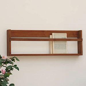 ROYUMI 47" Red-Brown Brochure Holder Rack, Wall Mount Display Stand for Magazines, Books, Newspapers