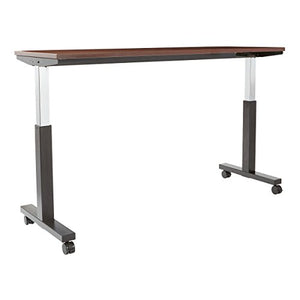 OSP Furniture PHAT2472M3 Pneumatic Height Adjustable Table Mahogany Top with Black Base