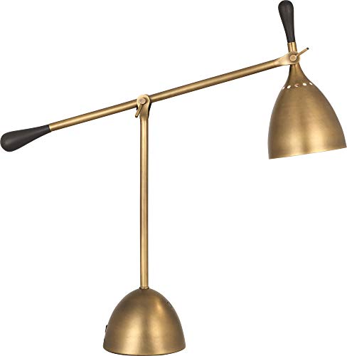 Robert Abbey Ledger Warm Brass Metal Desk Lamp with USB Port