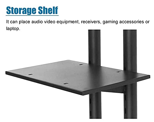 YokIma Universal Mobile TV Cart, 32-65 Inch Floor Stand with AV & Laptop Shelf, Height Adjustable, 110lbs Capacity