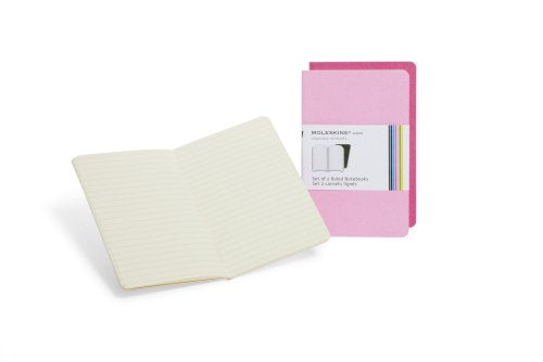 Moleskine Volant Journal, Soft Cover, XL (7.5" x 9.5") Ruled/Lined, Pink Magenta/Magenta (Set of 2)