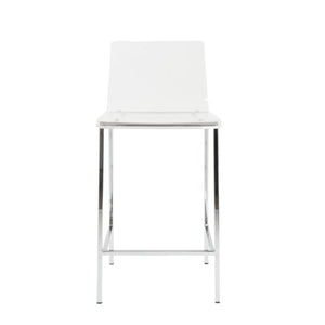 Euro Style Chloe Clear Acrylic Counter  Height Stool with Chromed Base, Set of 2