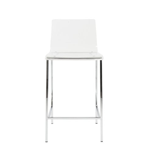 Euro Style Chloe Clear Acrylic Counter  Height Stool with Chromed Base, Set of 2