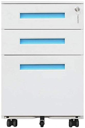 SHABOZ File Cabinets - Push-Pull Mobile Iron Filing Cabinet with Anti-Theft Lock - White