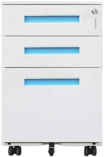 SHABOZ File Cabinets - Push-Pull Mobile Iron Filing Cabinet with Anti-Theft Lock - White