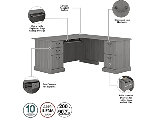 Bush Furniture Saratoga L Shaped Computer Desk and Bookcase Set, Modern Gray