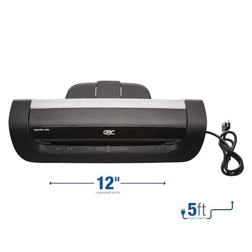 GBC Thermal Laminator Machine, Fusion 7000L, 12 Inch, 1 Min Warm-Up, 3-10 Mil, Black - Includes 50 EZUse Laminating Pouches