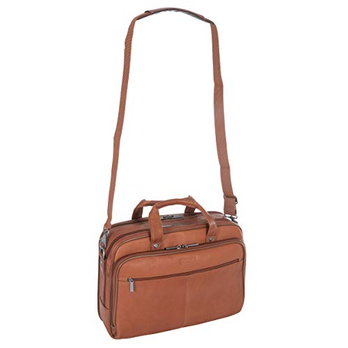 Kenneth Cole Reaction Resolute Men's Briefcase Full-Grain Colombian Leather 16" Laptop Portfolio Messenger Bag, Cognac, One Size