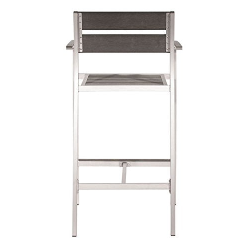 Zuo Megapolis Bar Arm Chair (Set of 2), Brushed Aluminum