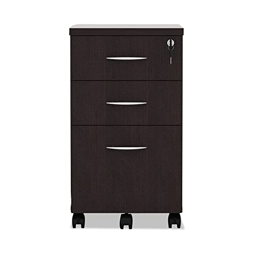Alera Valencia Series 3-Drawer Mobile File Pedestal - Espresso