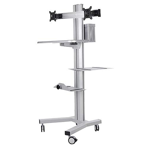 PC Computer Desktop Rolling Mobile Cart Workstation