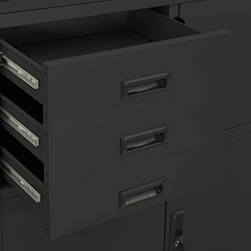 QZZCED Office Cabinet with Lockable Doors, Anthracite Steel, 35.4"x15.7"x70.9