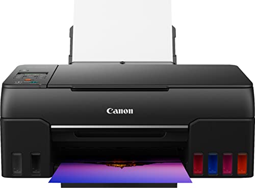 Canon PIXMA G6 20 MegaTank All-in-One Wireless Color Photo Inkjet Printer, Black - Print Copy Scan- 2-Line Mono LCD, Print up to 3800 4" x 6" Photos, 4800 x 1200 dpi, 6-Color Dye-Based Inks, 8.5 x 11