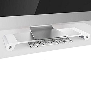 YFSDX Computer Screen Riser with Double-Sided USB Keyboard Rack, Desk Display Vertical Organizer Desktop Shelf
