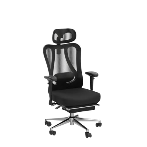 Hbada Ergonomic Office Chair with 2D Adjustable Armrest, Lumbar Support, Tilt Function, Footrest - Black