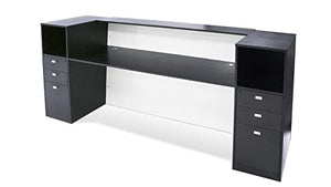 Zuri Furniture Clinton Modern Reception Desk in Black Oak with White Acrylic Front