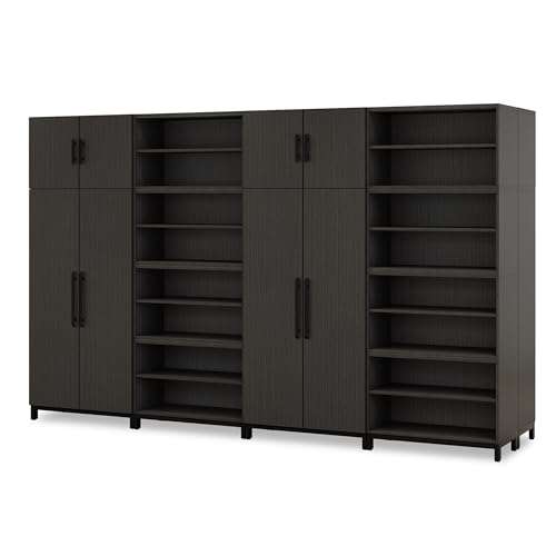UPLIFTDESK MoPac Storage Wall 7 (Ash Gray) - Black Handles & Bases