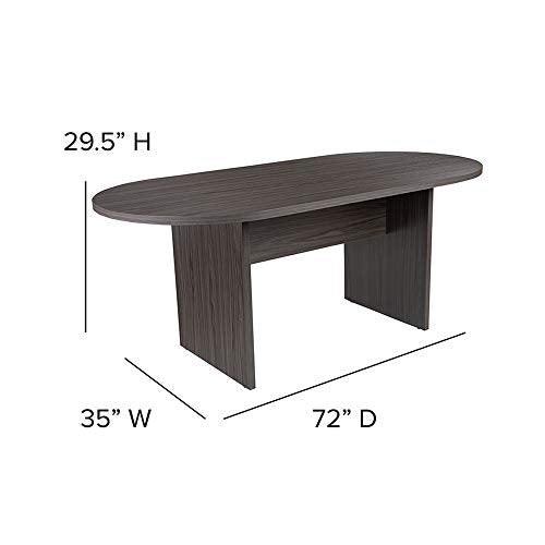Flash Furniture 6 Foot Oval Conference Table in Rustic Gray