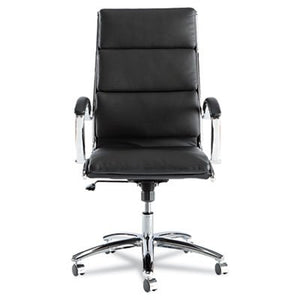 Alera ALENR4119 Neratoli Series High-Back Swivel/Tilt Chair, Black Leather, Chrome Frame