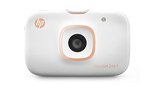 HP Sprocket 2-in-1 Portable Photo Printer & Instant Camera, print social media photos on 2x3" sticky-backed paper (2FB96A), 2:1 White, 4.8 x 3 x 1.1