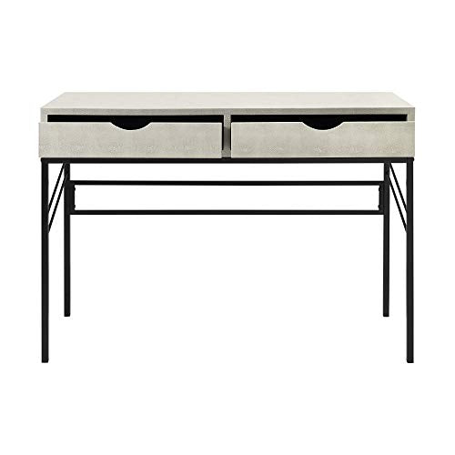 Walker Edison 2 Drawer Modern Wood and Metal Computer Writing Desk Home Office Workstation Small 44 Inch, Off White