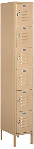 Salsbury Industries 66165TN-U Six Tier Box Style 12-Inch Wide 6-Feet High 15-Inch Deep Unassembled Standard Metal Locker, Tan Brown