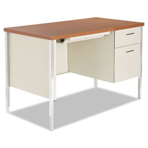 Alera SD4524PC Single Pedestal Steel Desk, Metal Desk, 45-1/4 by 24 by 29-1/2-Inch, Cherry/Putty