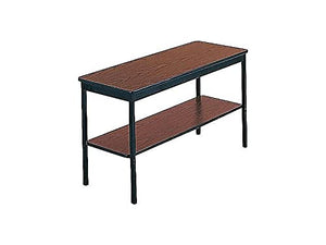 Barricks Utility Table with Bottom Shelf, 48" x 18" x 30", Walnut/Black