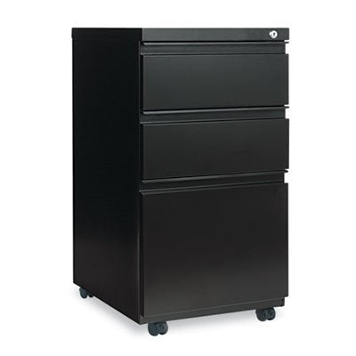 Alera ALEPBBBFBL Three-Drawer Metal Pedestal File with Full-Length Pull, 14 7/8w x 19 1/8d, Black