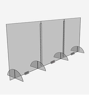 VICTORY DISPLAY & STORE FIXTURE MFG Clear Acrylic Plexiglass 3 Panel Desktop Sneeze Guard (91.5"x36") - Office & Conference Room Protection