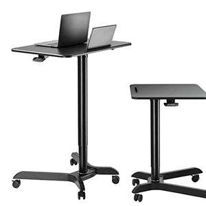 AVLT 44" Ambidextrous Pneumatic Laptop Standing Desk Cart - Mobile Rolling Computer Projector Cart