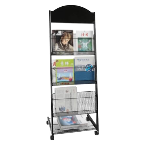 VimrOd Black Magazine Information Rack with Wheels