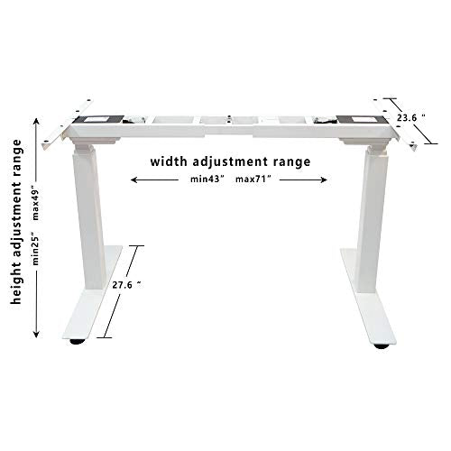 AD ARAZY Electric Stand Up Desk Frame, Dual Motor Height Adjustable Standing Base DIY Workstation with Memory Controller (White Frame) (White)