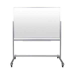 Offex Double-Sided Mobile Magnetic Glass Marker Board (60"W x 40"H)