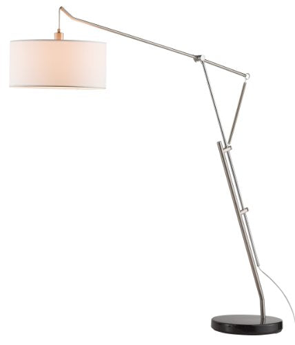 Adesso 6280-22 Brisbane 63"-84" Arc Lamp, Satin Steel, Smart Outlet Compatible