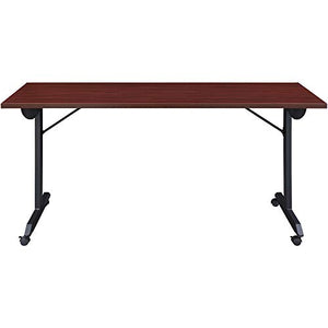 Lorell Mobile Folding Training Table, Brown, Powder Coated