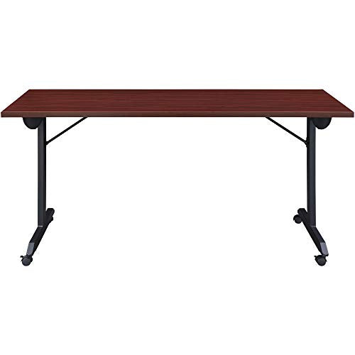 Lorell Mobile Folding Training Table, Brown, Powder Coated