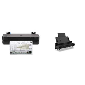 HP DesignJet T210 Large Format Compact Wireless Plotter Printer - 24" (8AG32A), with Automatic Sheet Feeder Tray - Bundle