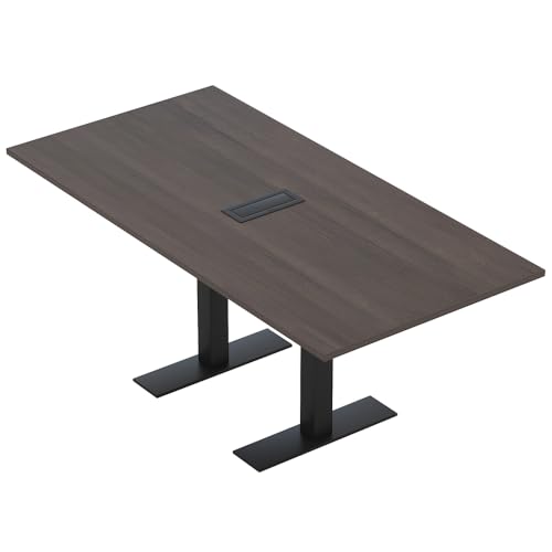 SKUTCHI DESIGNS INC. 6' Rectangular Conference Table with Power and Data | Harmony Series - Black Oak/Matte Black Base