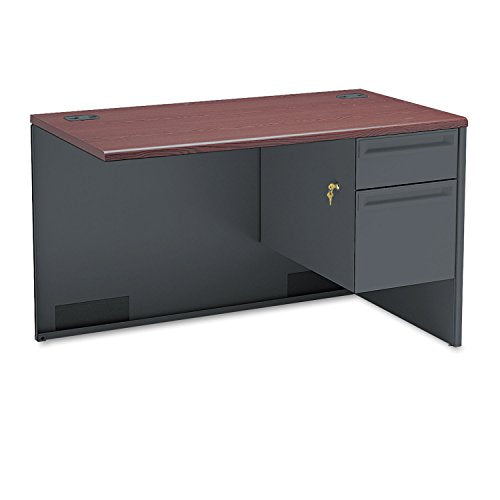 HON 38000 Series Flush Return, Right, 48w x 24d x 29-1/2h, Mahogany/Charcoal