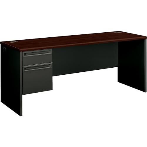 HON 38855LNS 38000 Series Left Pedestal Credenza - 72" Mahogany/Charcoal