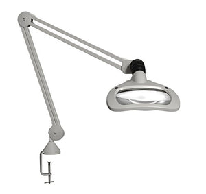 Luxo 18945LG Wave LED Illuminated Magnifier, 45" Arm, 5 Diopter, Edge Clamp, Light Gray