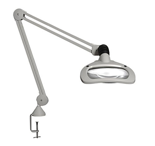 Luxo 18945LG Wave LED Illuminated Magnifier, 45" Arm, 5 Diopter, Edge Clamp, Light Gray