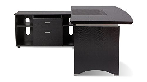 Washington Executive Desk with Return and File Cabinet - Black