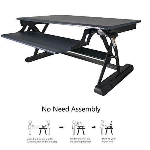 Heyesk Height Adjustable Standing Desk Converter Riser-Portable Desktop 37" Stand Up Workstation(Grey)