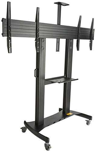 Displays2go EMDB4060BK Dual HDTV Stand with Wheels, Holds 40-60" TV Screens, Height Adjustable