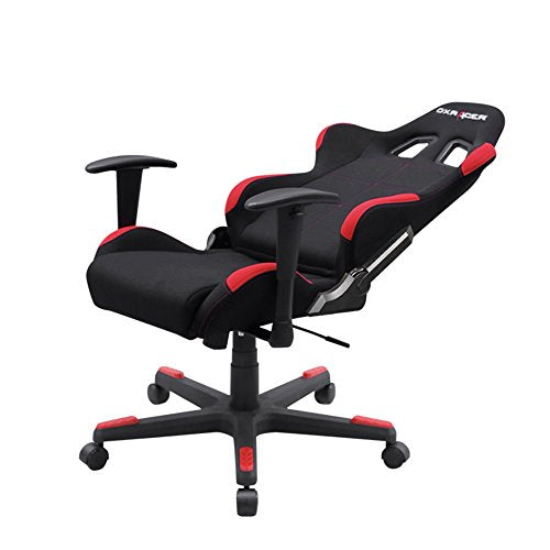 DXRacer Formula Series OH/FD01/NR Black Racing Seat Office DX Racer Chair Gaming Ergonomic Adjustable Computer Chair with - Included Head and Lumbar Support Pillows (Black/Red)